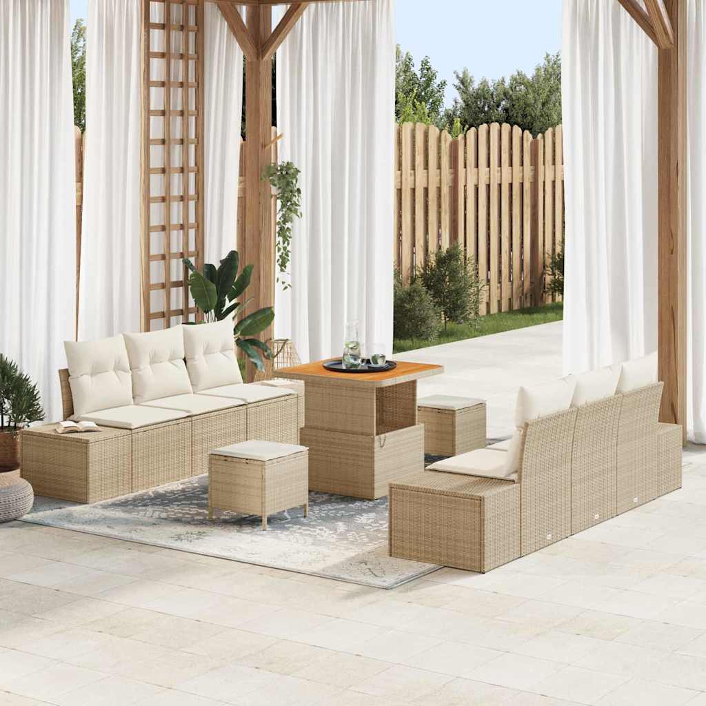 Tuin Sofa Set Met Kussen 9 Pcs En Crème 90 X 55 X 71 Cm