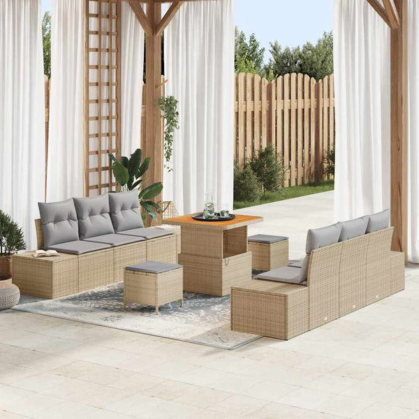 Tuin Sofa Set Met Kussen 9 Pcs En Crème 90 X 55 X 71 Cm