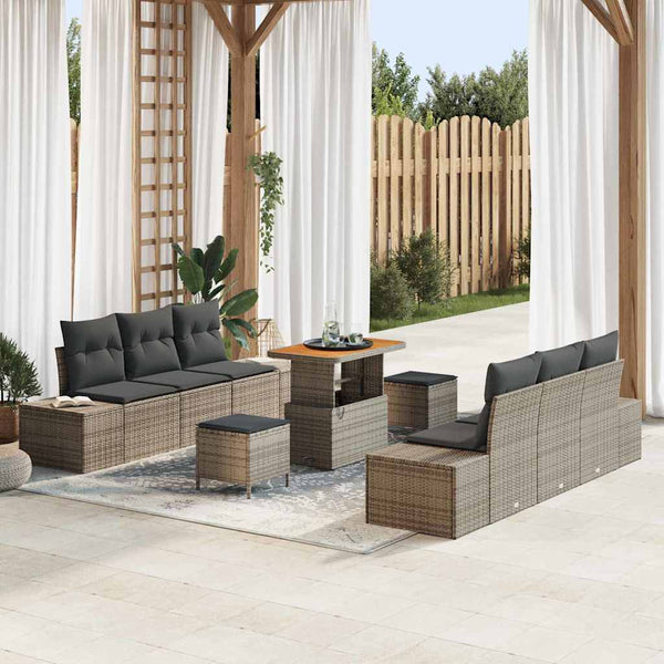 Tuin Sofa Set Met Kussen 9 Pcs En Crème 90 X 55 X 71 Cm