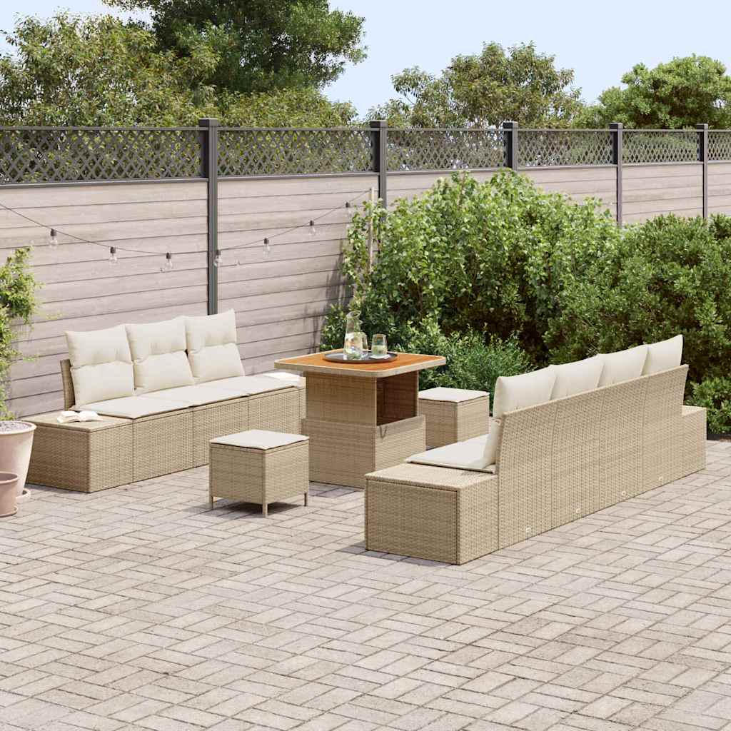 Tuin Sofa Set Met Kussen 10 Pcs En Crème 80 X 80 X 71 Cm