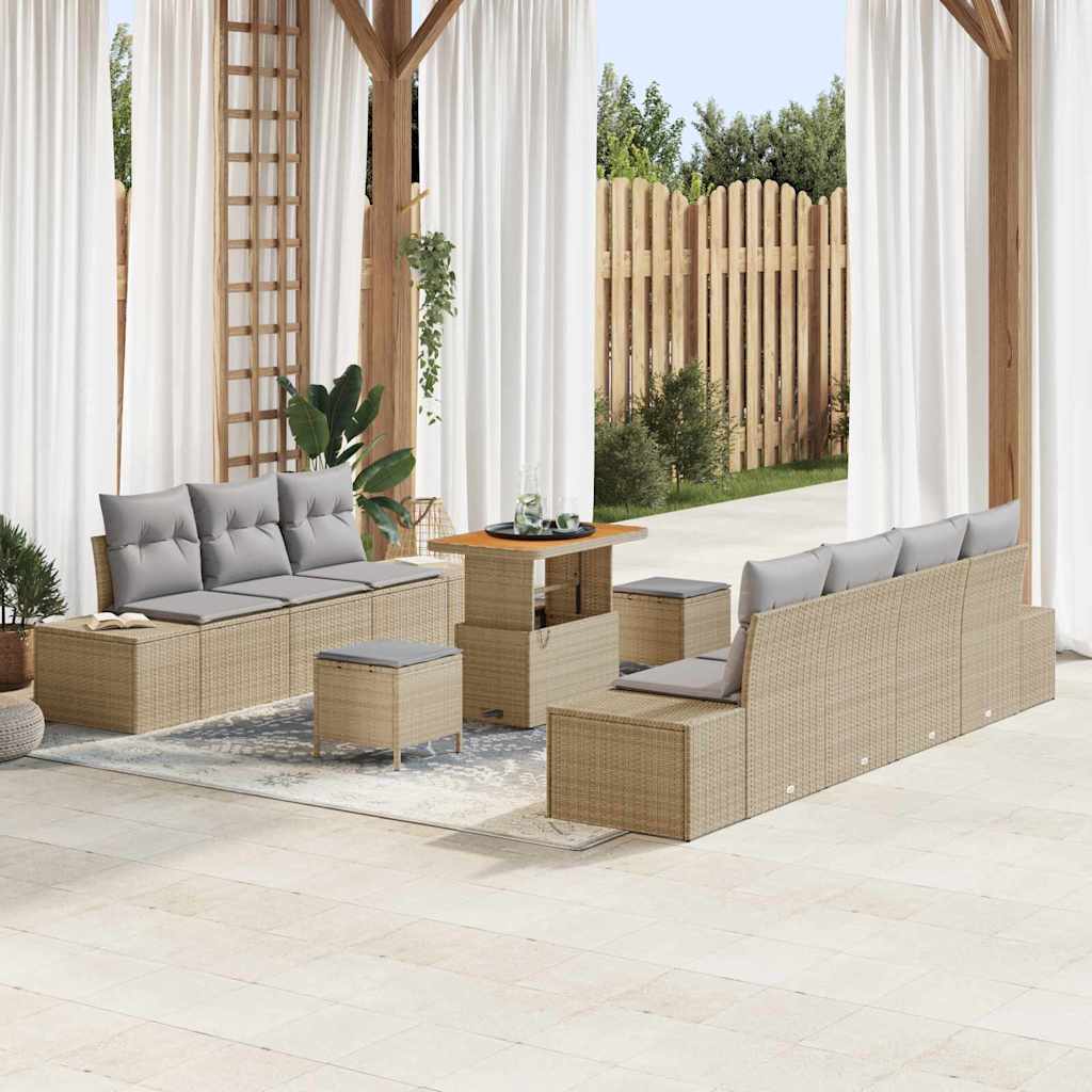 Tuin Sofa Set Met Kussen 10 Pcs En Crème 80 X 80 X 71 Cm