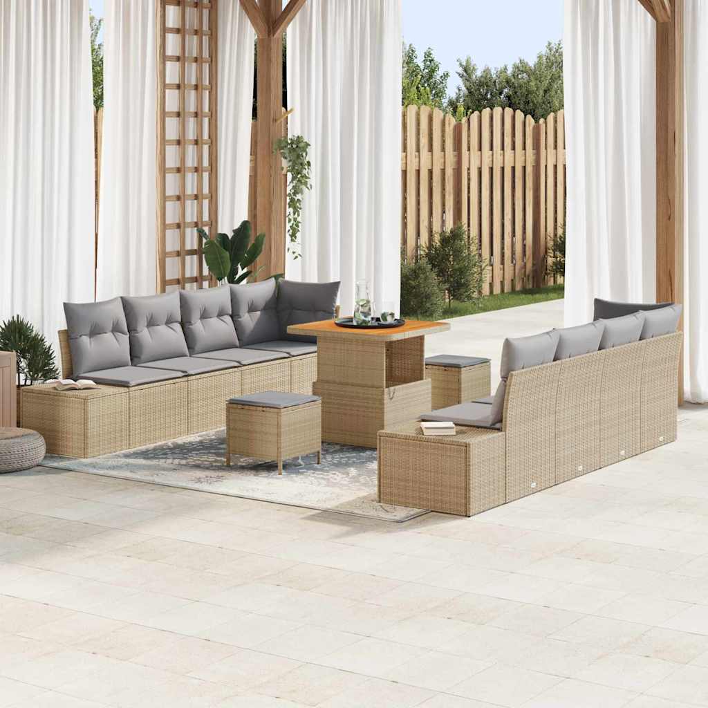 Tuin Sofa Set Met Kussen 11 Pcs En Crème 80 X 80 X 71 Cm