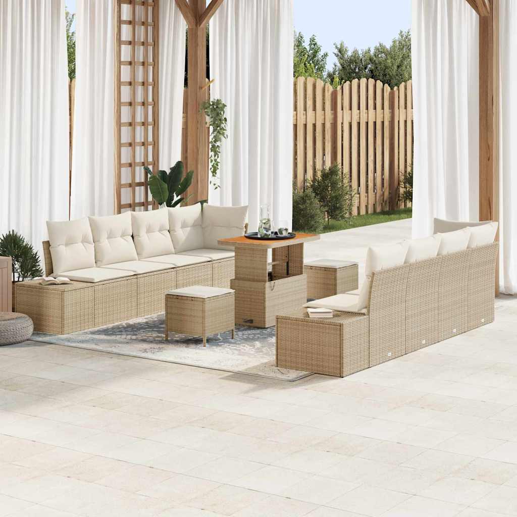 Tuin Sofa Set Met Kussen 11 Pcs En Crème 80 X 80 X 71 Cm