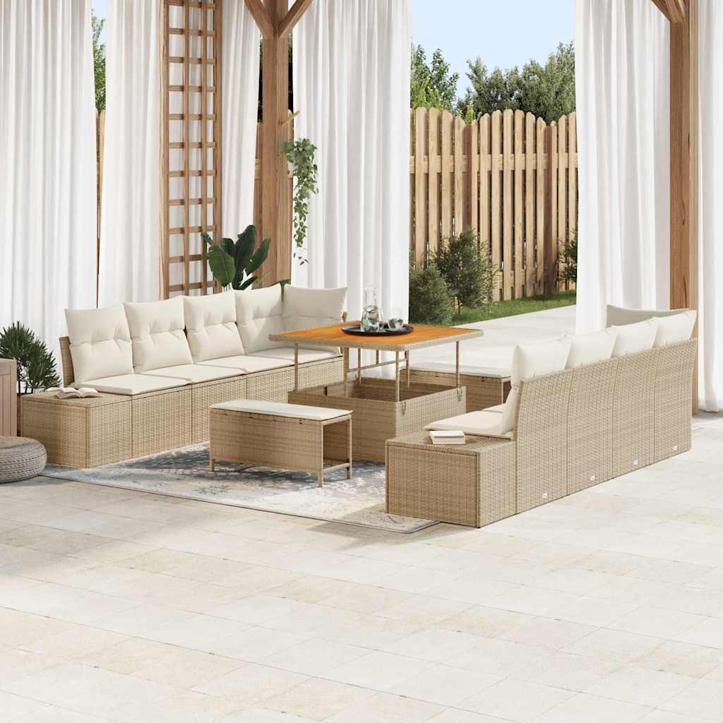 Tuin Sofa Set Met Kussen 11 Pcs En Crème 80 X 80 X 71 Cm