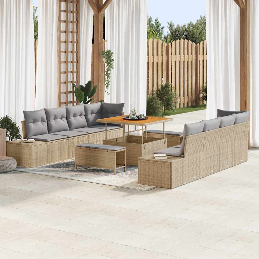 Tuin Sofa Set Met Kussen 11 Pcs En Crème 80 X 80 X 71 Cm