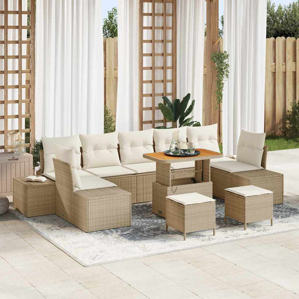 Tuin Sofa Set Met Kussen 10 Pcs En Crème 90 X 55 X 71 Cm