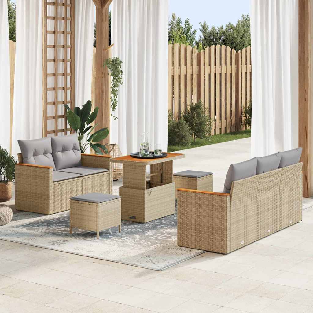 Tuin Sofa Set Met Kussen Met Opslag 8 Pcs Poly Riet