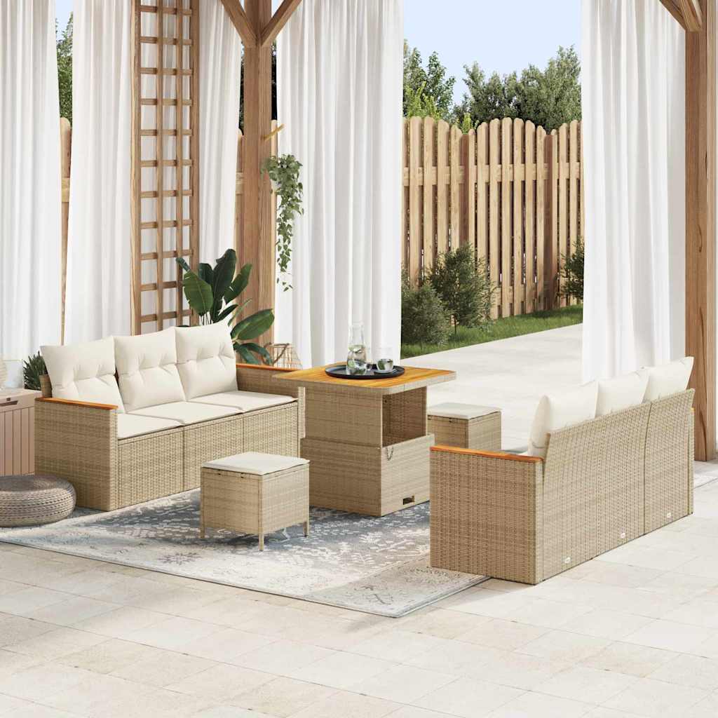 Tuin Sofa Set Met Kussen Met Opslag 9 Pcs Poly Riet