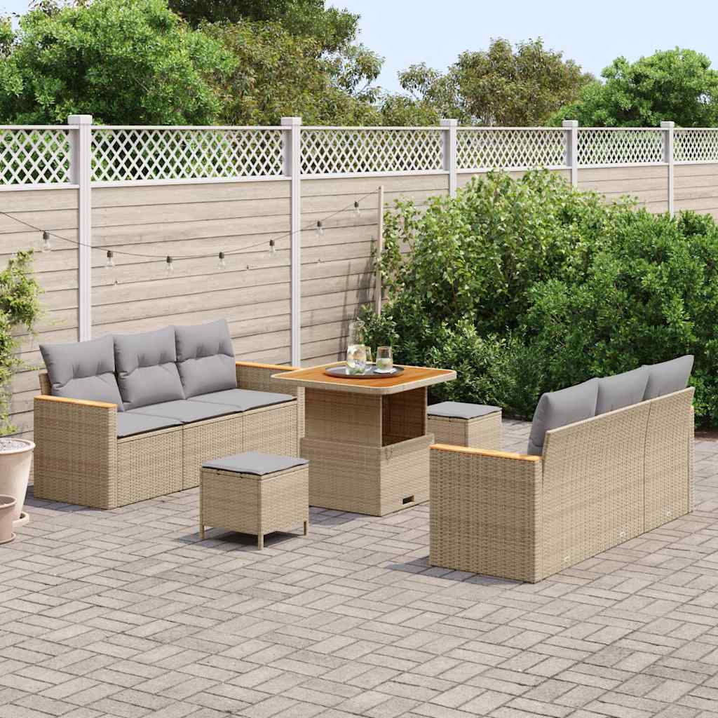 Tuin Sofa Set Met Kussen Met Opslag 9 Pcs Poly Riet