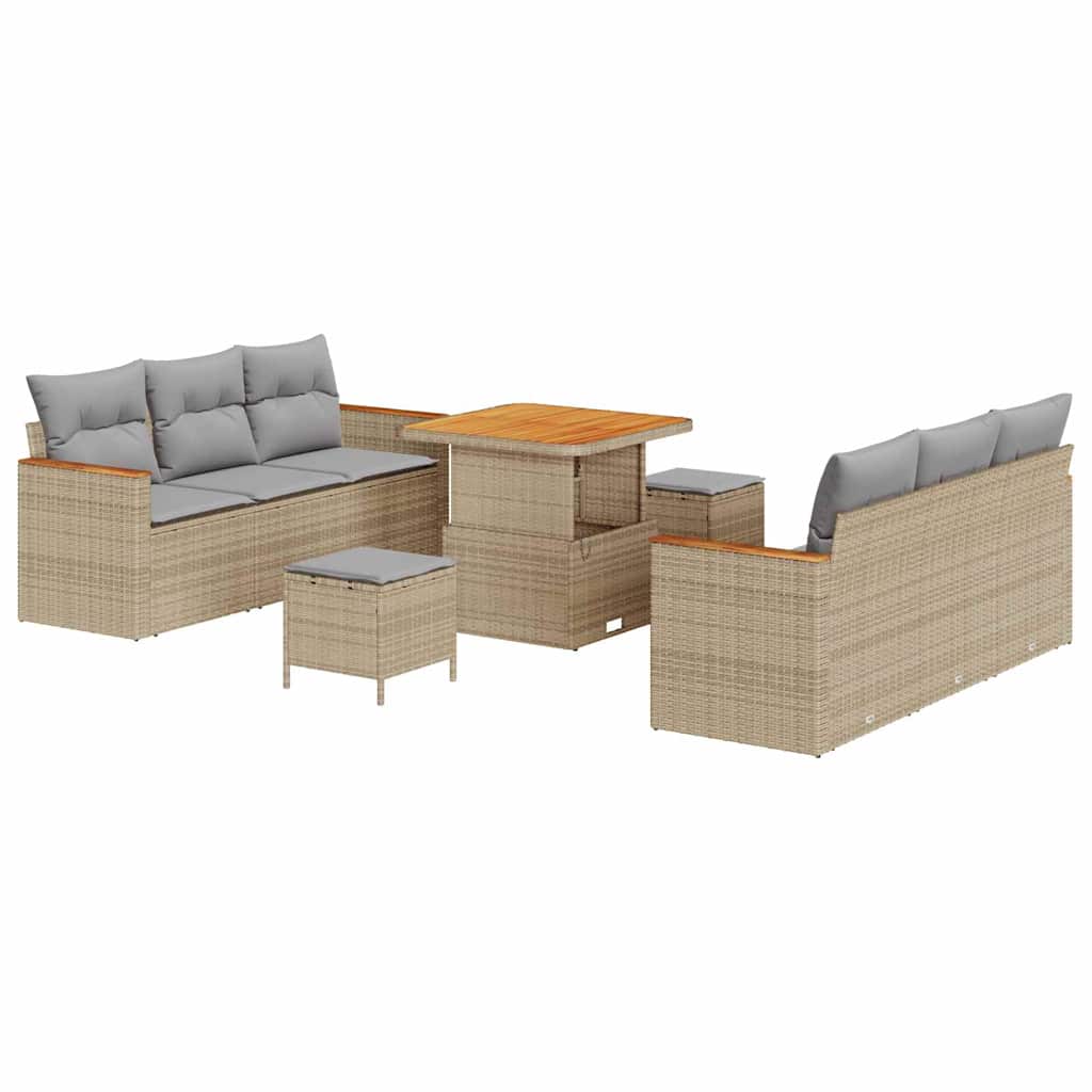 Tuin Sofa Set Met Kussen Met Opslag 9 Pcs Poly Riet
