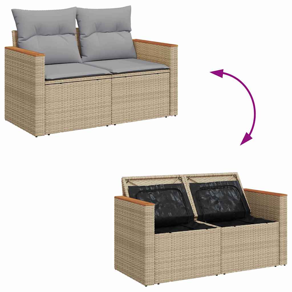 Tuin Sofa Set Met Kussen Met Opslag 9 Pcs Poly Riet
