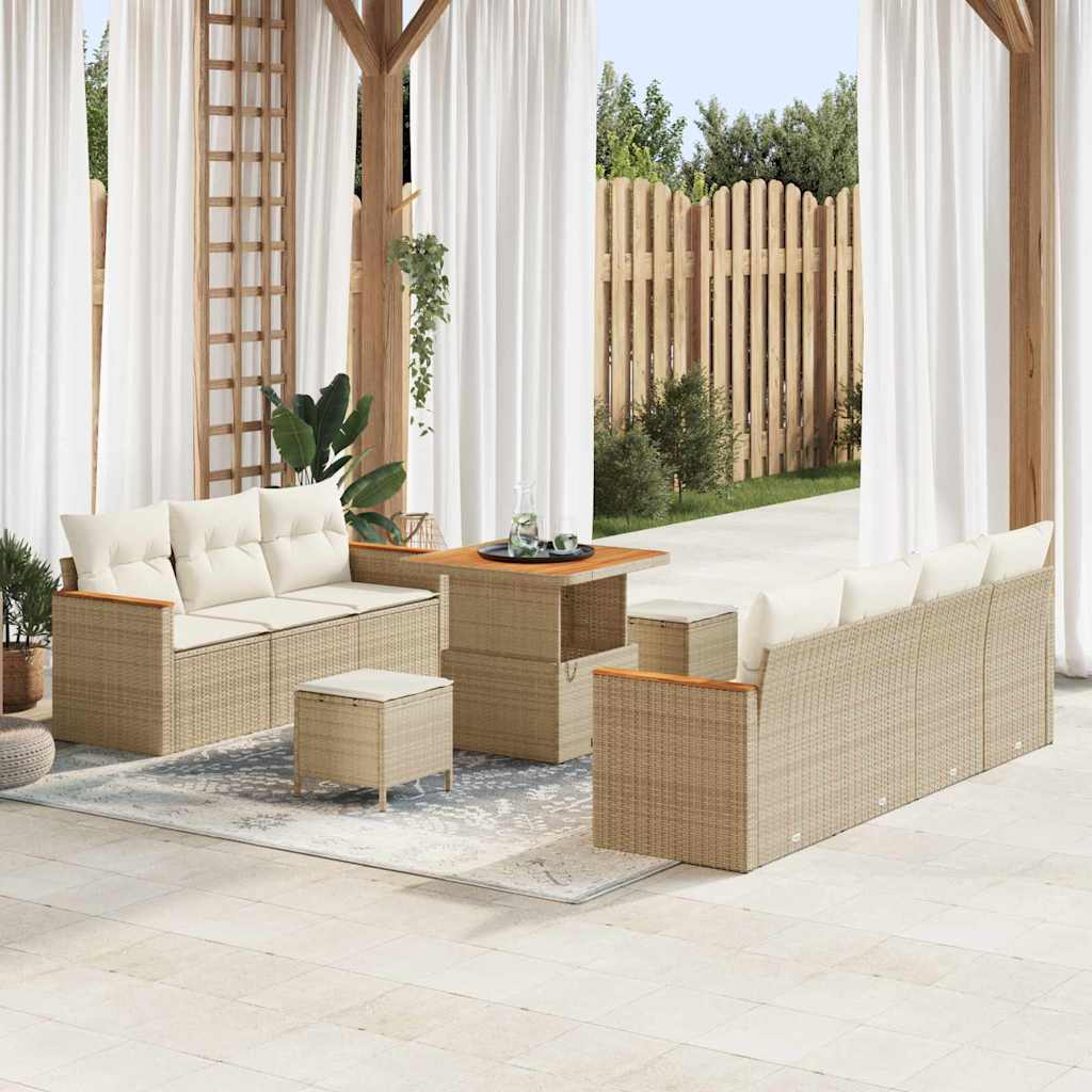 Tuin Sofa Set Met Kussen Met Opslag 10 Pcs Poly Riet