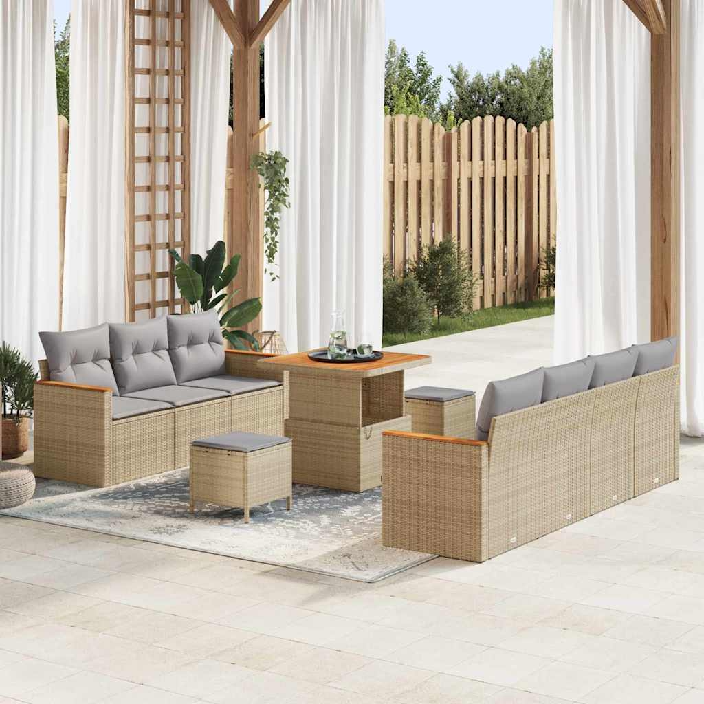 Tuin Sofa Set Met Kussen Met Opslag 10 Pcs Poly Riet