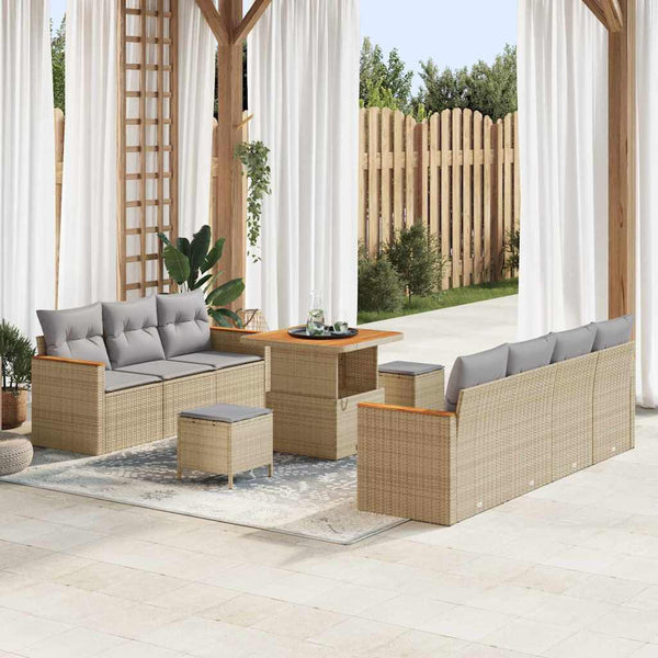 Tuin Sofa Set Met Kussen Met Opslag 10 Pcs Poly Riet