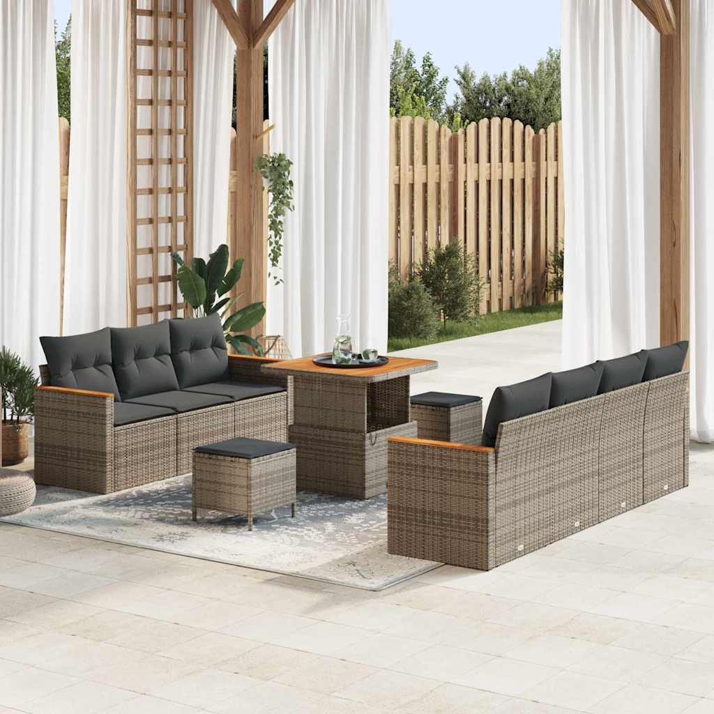 Tuin Sofa Set Met Kussen Met Opslag 10 Pcs Poly Riet