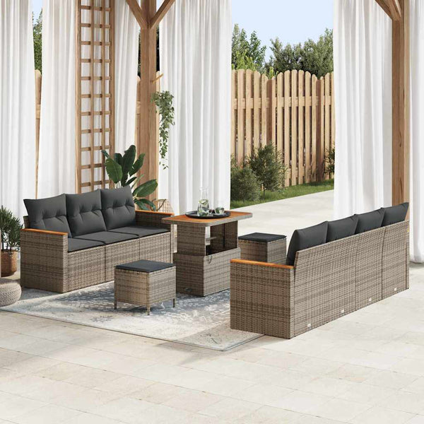 Tuin Sofa Set Met Kussen Met Opslag 10 Pcs Poly Riet