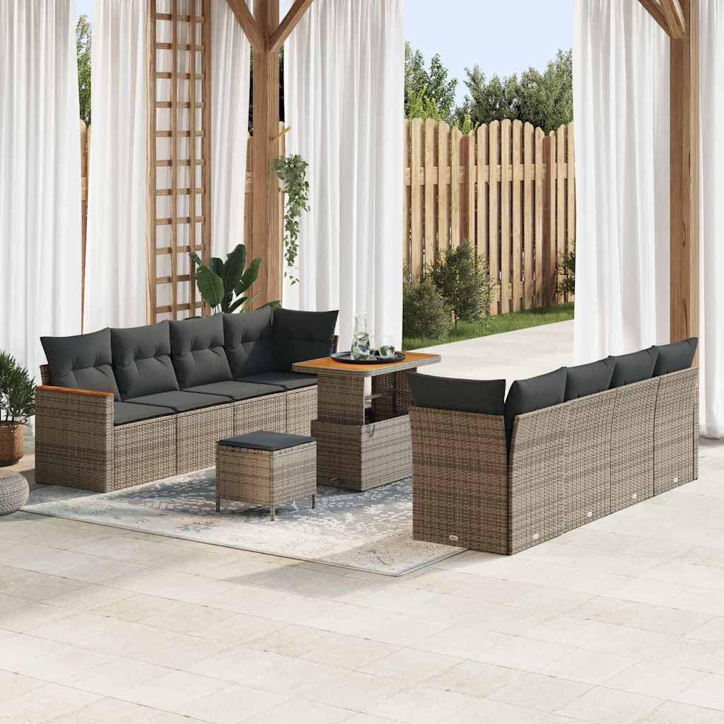 Tuin Sofa Set Met Kussen Met Opslag 11 Pcs Poly Riet