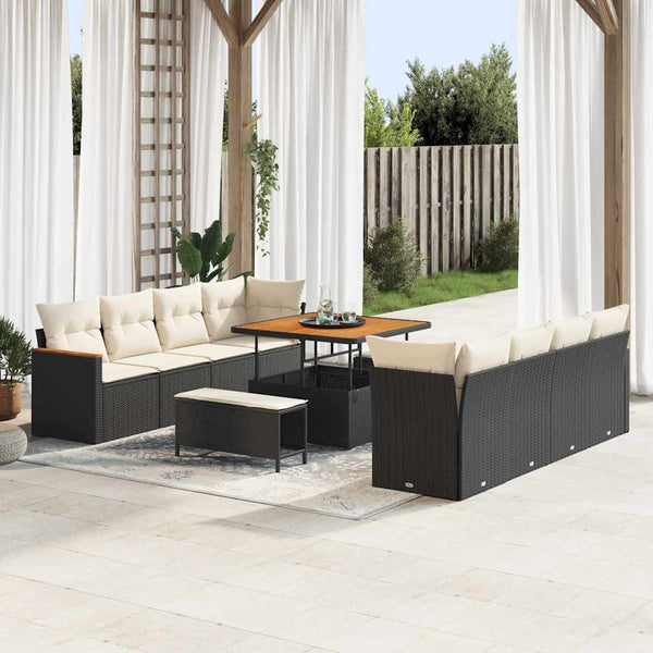 Tuin Sofa Set Met Kussen Met Opslag 11 Pcs Poly Riet