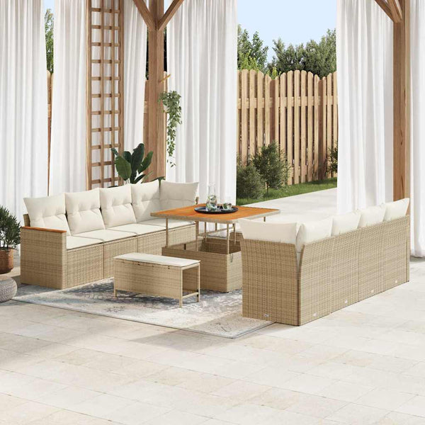 Tuin Sofa Set Met Kussen Met Opslag 11 Pcs Poly Riet