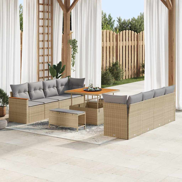 Tuin Sofa Set Met Kussen Met Opslag 11 Pcs Poly Riet
