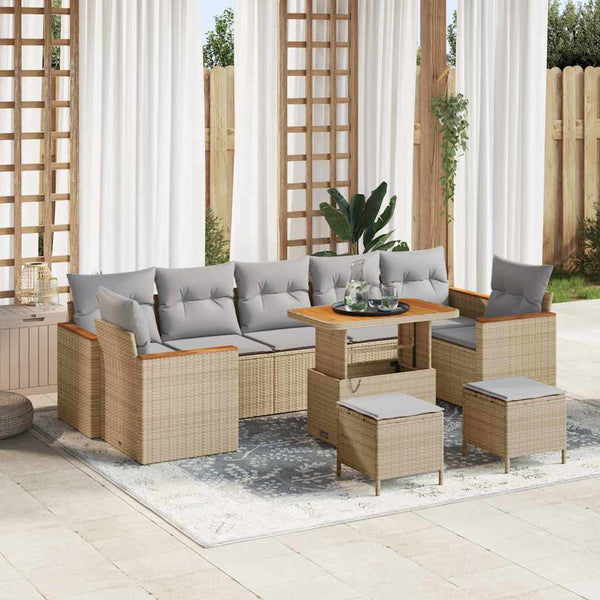 Tuin Sofa Set Met Kussen 10 Pcs 90 X 55 X 71 Cm Poly Riet