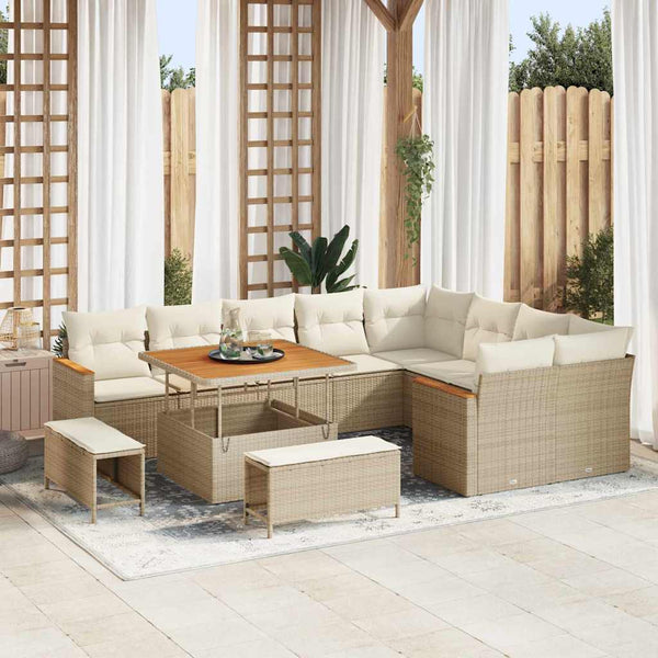Tuin Sofa Set Met Kussen Met Opslag 12 Pcs Poly Riet
