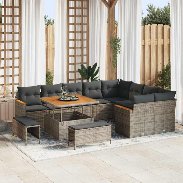 Tuin Sofa Set Met Kussen Met Opslag 12 Pcs Poly Riet