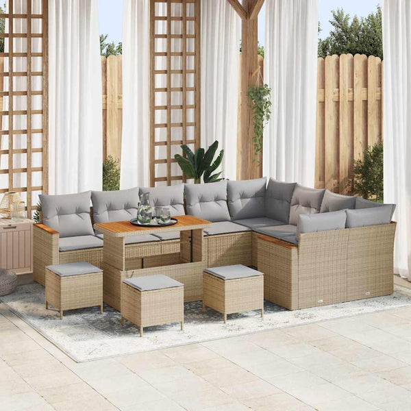 Tuin Sofa Set Met Kussen Met Opslag 12 Pcs Poly Riet