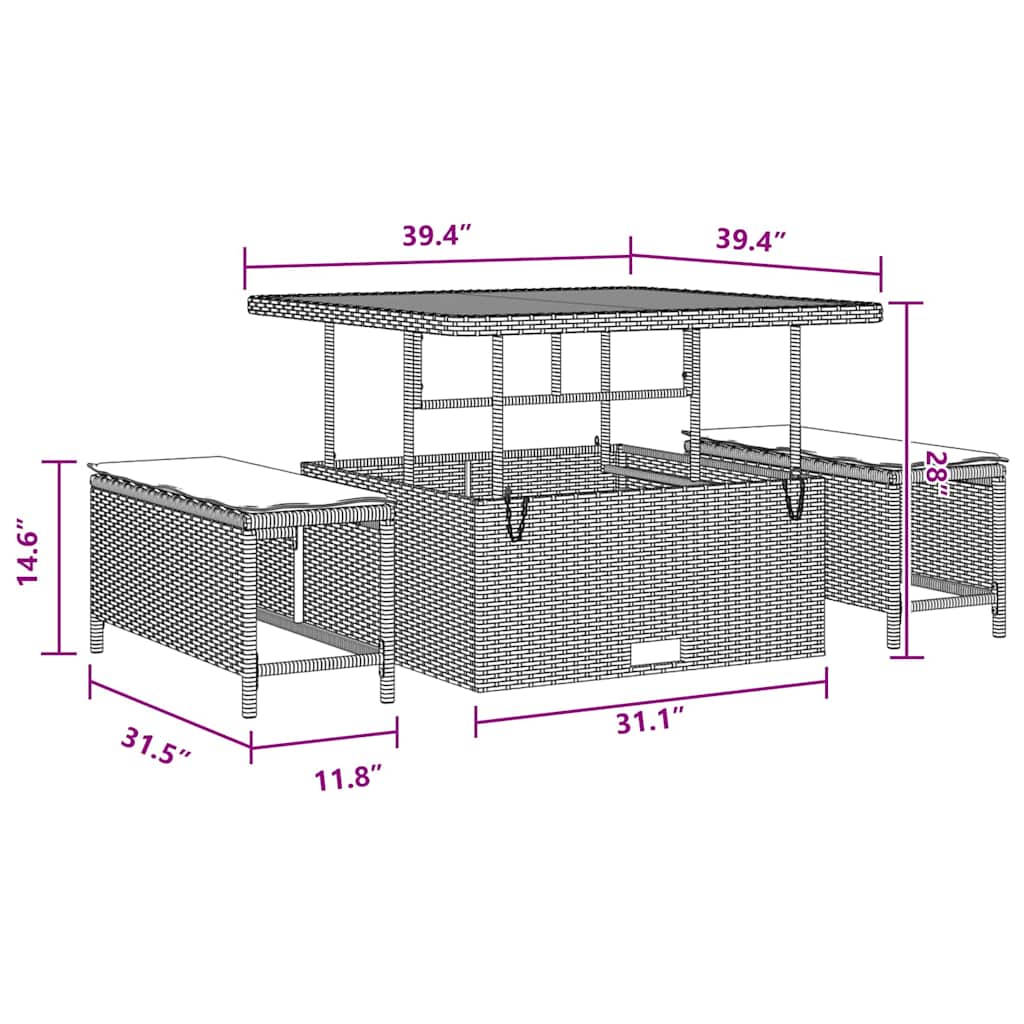 Tuin Sofa Set Met Kussen Met Opslag 13 Pcs Poly Riet