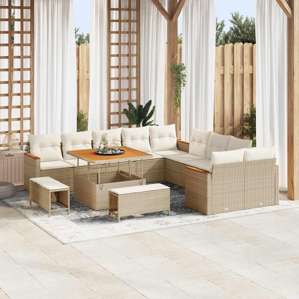 Tuin Sofa Set Met Kussen Met Opslag 13 Pcs Poly Riet