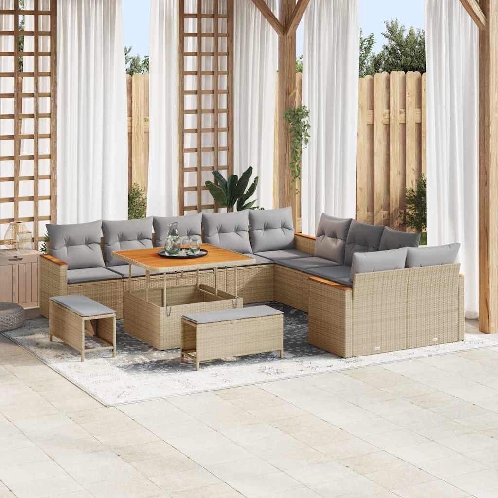 Tuin Sofa Set Met Kussen Met Opslag 13 Pcs Poly Riet