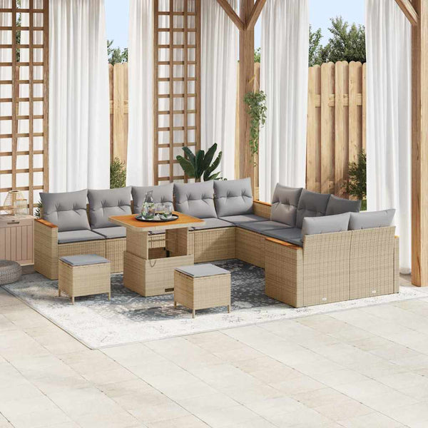 Tuin Sofa Set Met Kussen Met Opslag 13 Pcs Poly Riet