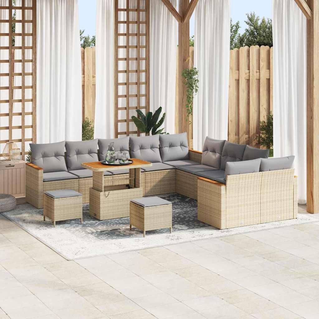 Tuin Sofa Set Met Kussen Met Opslag 13 Pcs Poly Riet