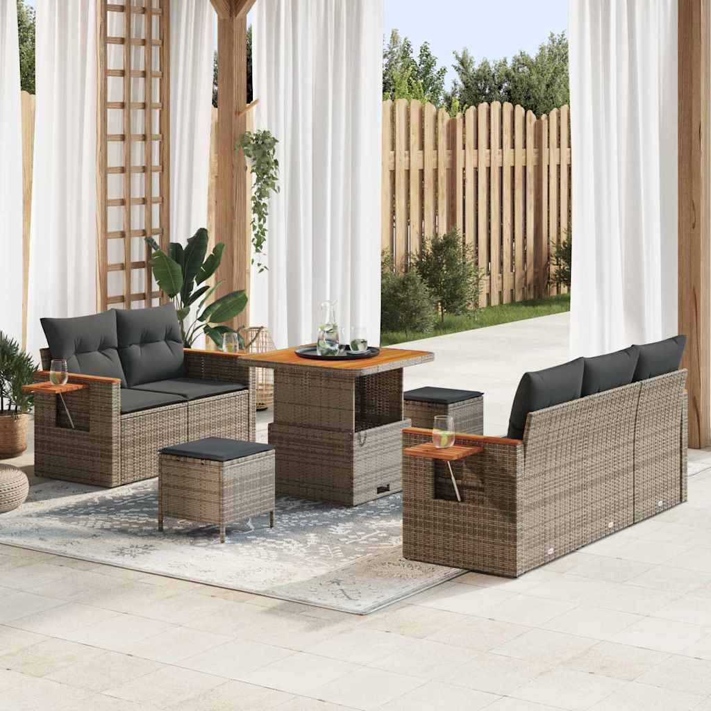 Tuin Sofa Set Met Kussen Met Opslag 8 Pcs Poly Riet