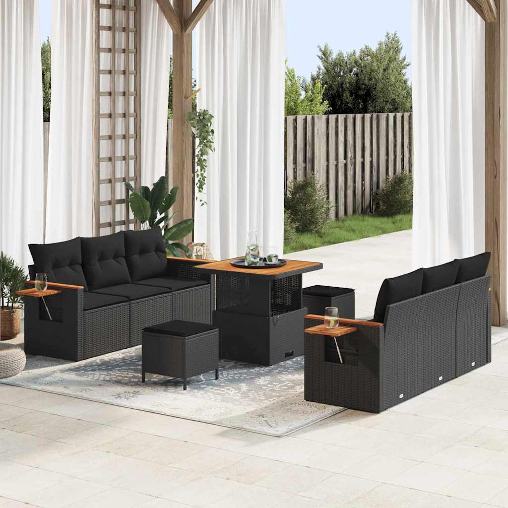 Tuin Sofa Set Met Kussen Met Opslag 9 Pcs Poly Riet