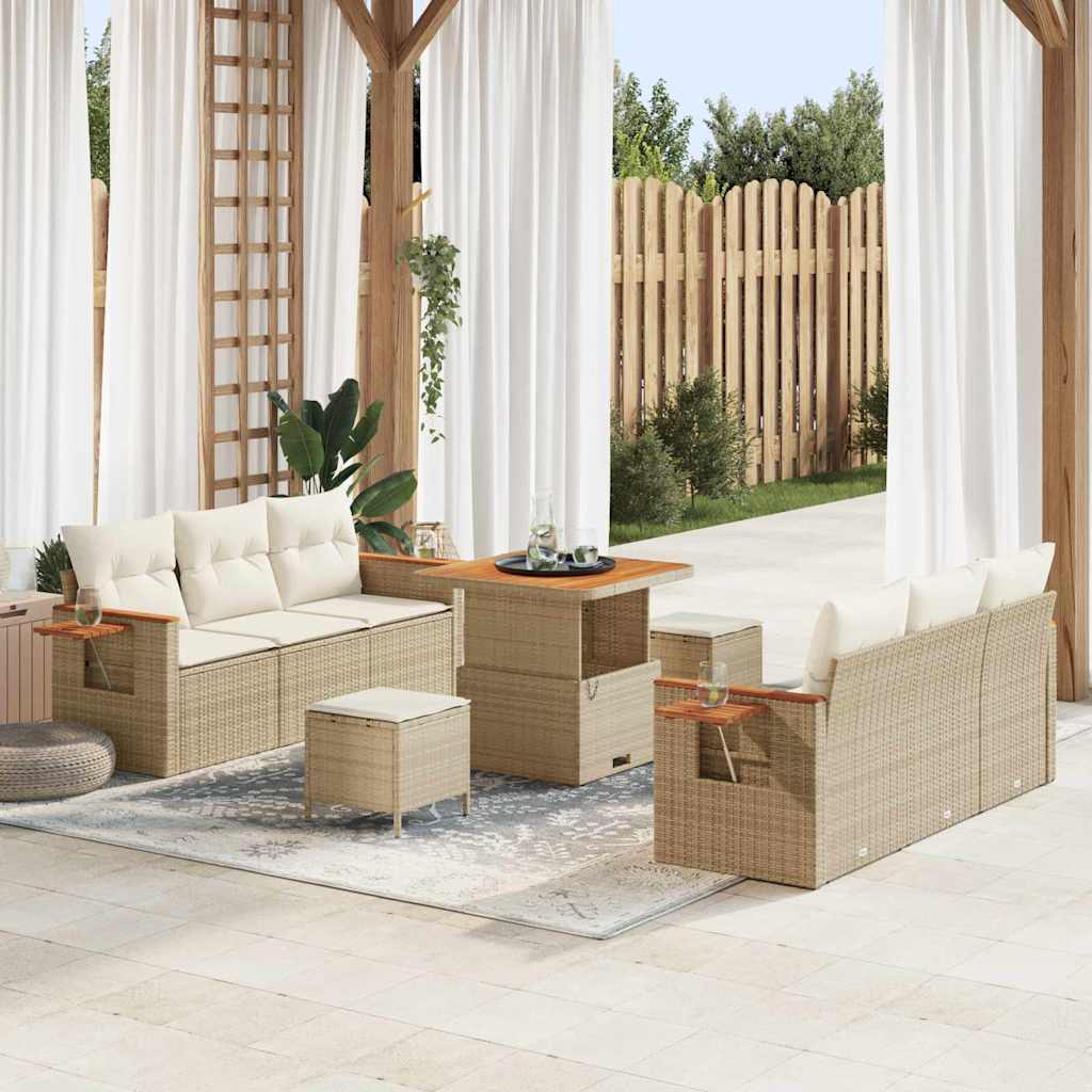 Tuin Sofa Set Met Kussen Met Opslag 9 Pcs Poly Riet