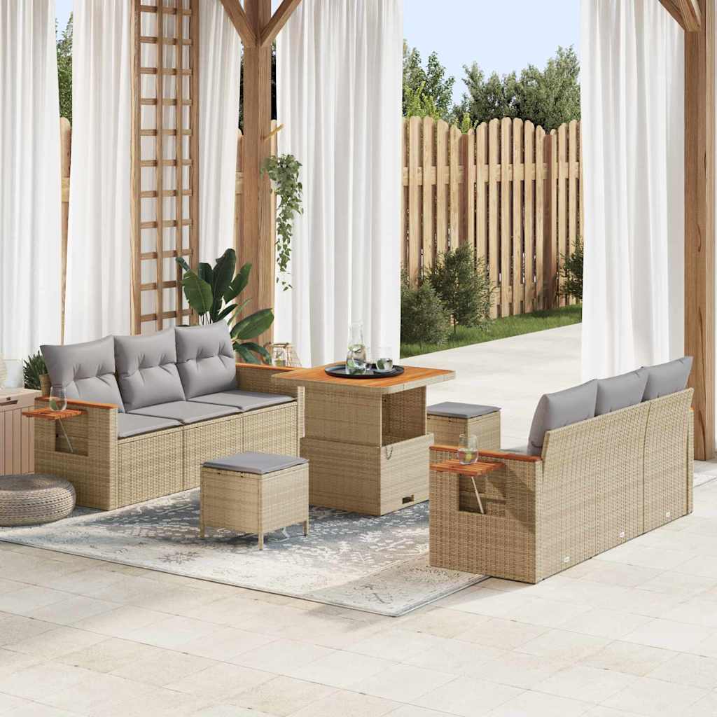 Tuin Sofa Set Met Kussen Met Opslag 9 Pcs Poly Riet