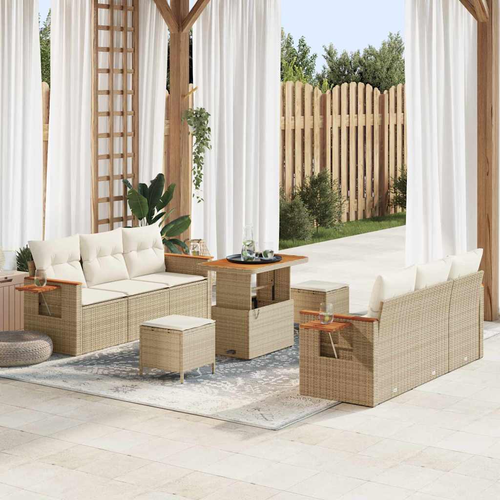 Tuin Sofa Set Met Kussen Met Opslag 9 Pcs Poly Riet