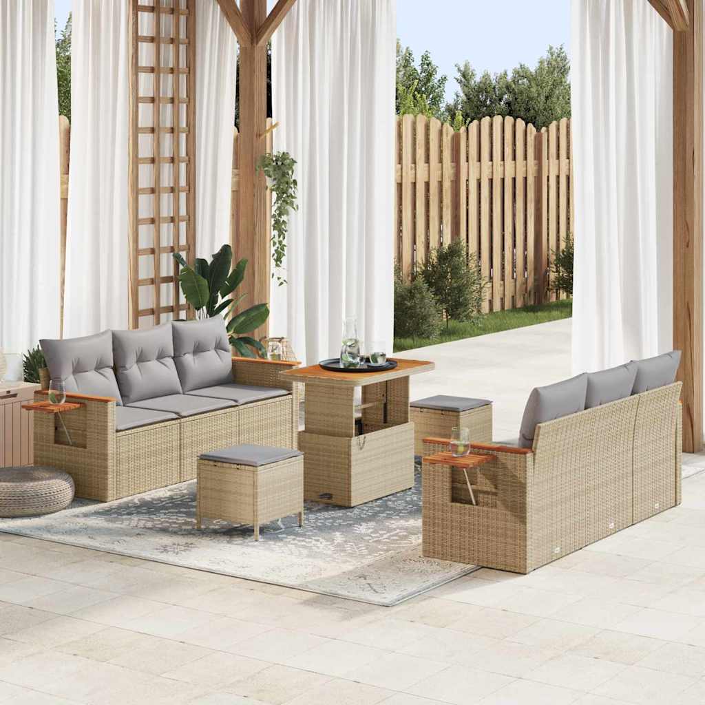 Tuin Sofa Set Met Kussen Met Opslag 9 Pcs Poly Riet