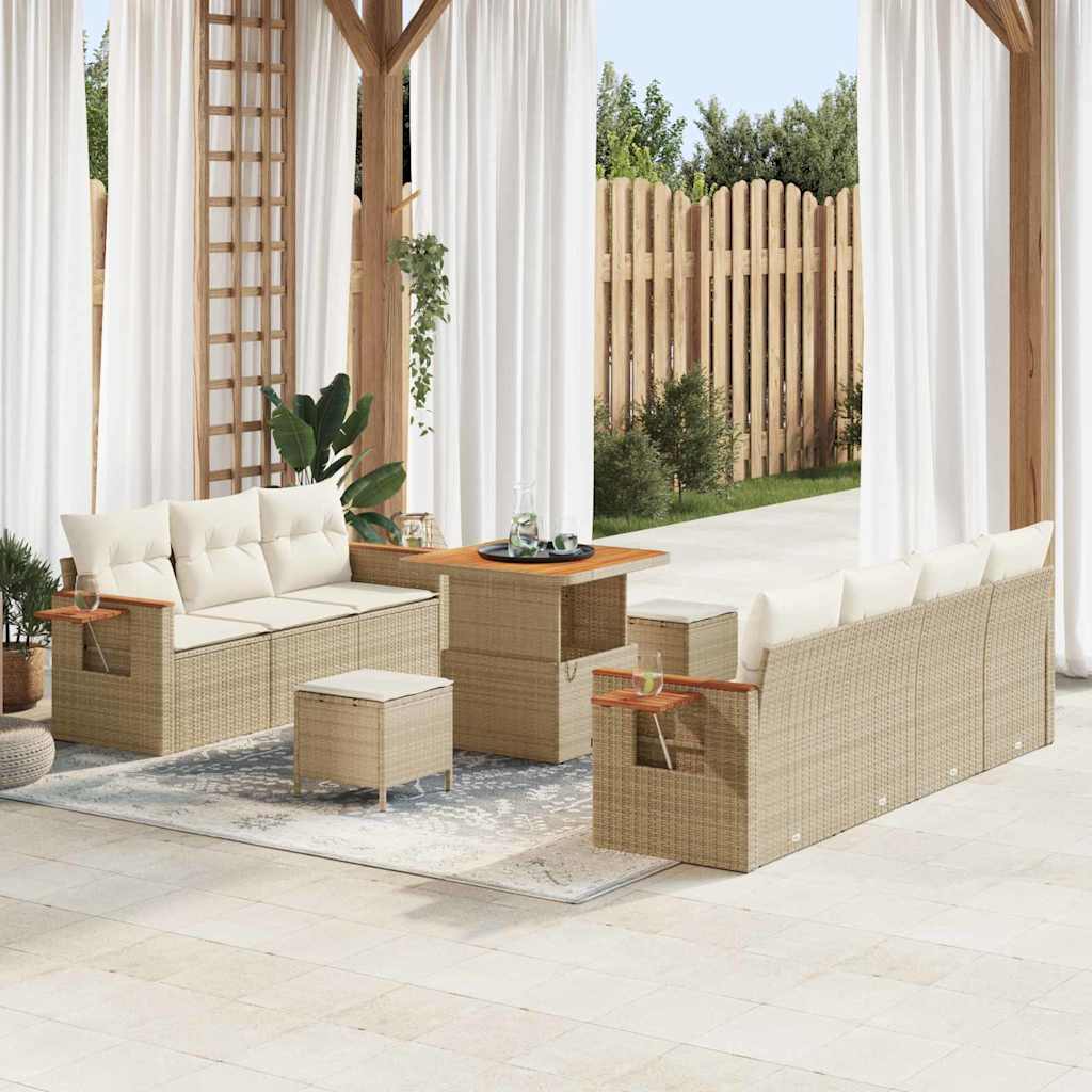 Tuin Sofa Set Met Kussen Met Opslag 10 Pcs Poly Riet