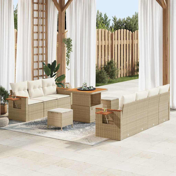 Tuin Sofa Set Met Kussen Met Opslag 10 Pcs Poly Riet