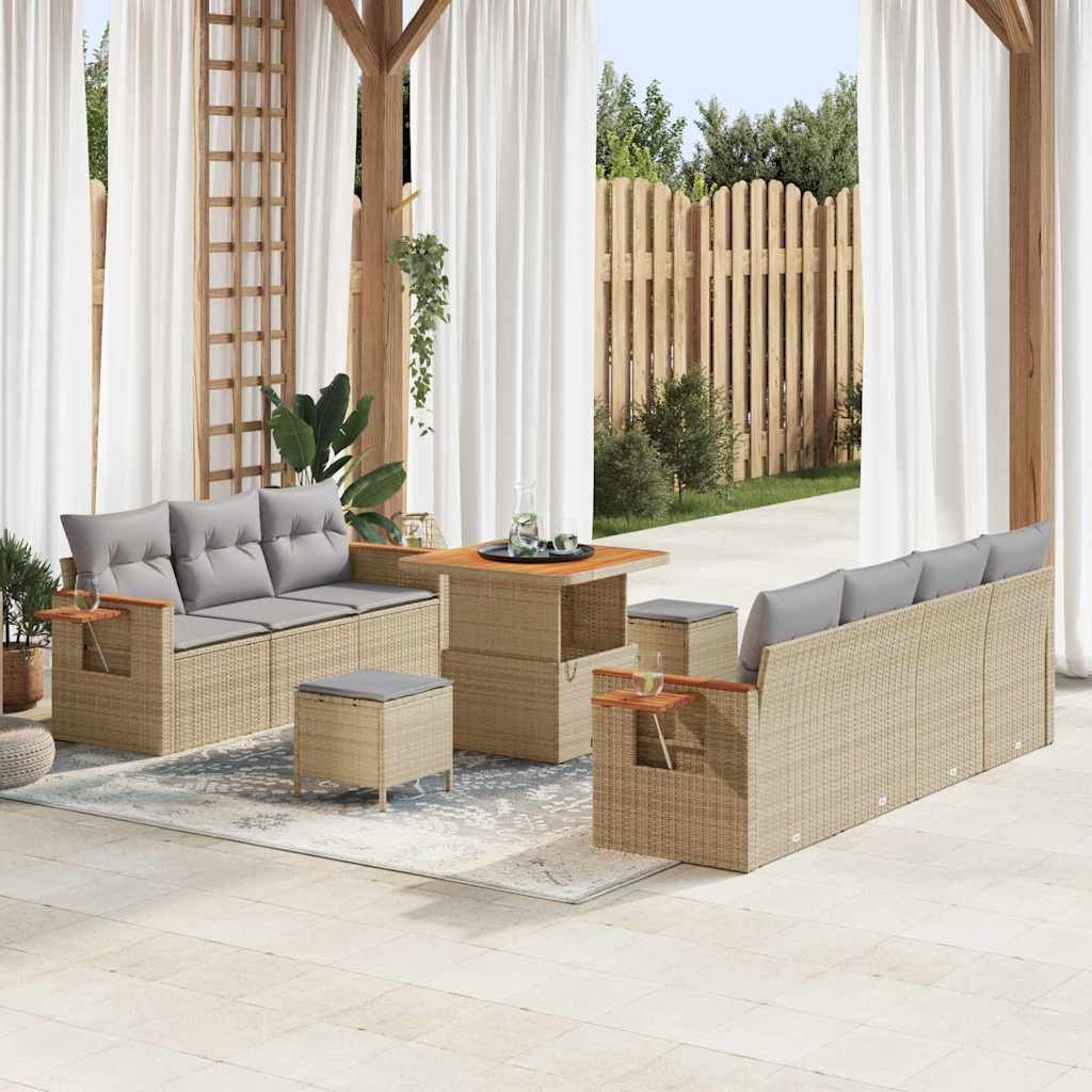 Tuin Sofa Set Met Kussen Met Opslag 10 Pcs Poly Riet