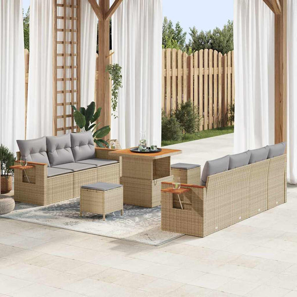 Tuin Sofa Set Met Kussen Met Opslag 10 Pcs Poly Riet