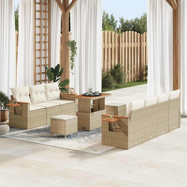 Tuin Sofa Set Met Kussen Met Opslag 10 Pcs Poly Riet