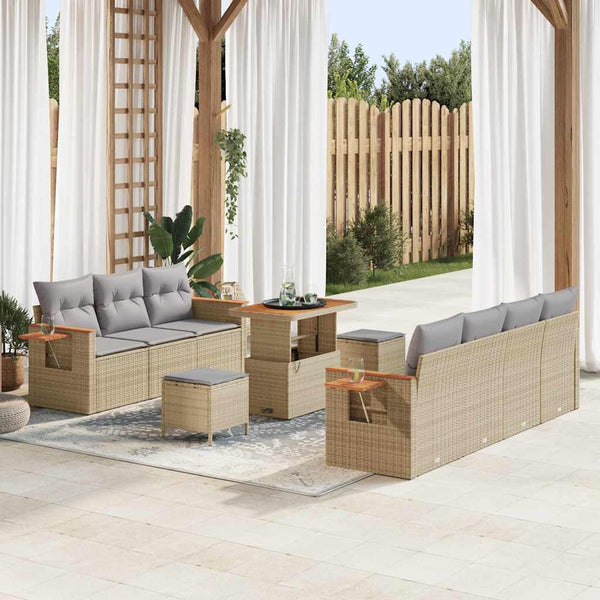 Tuin Sofa Set Met Kussen Met Opslag 10 Pcs Poly Riet
