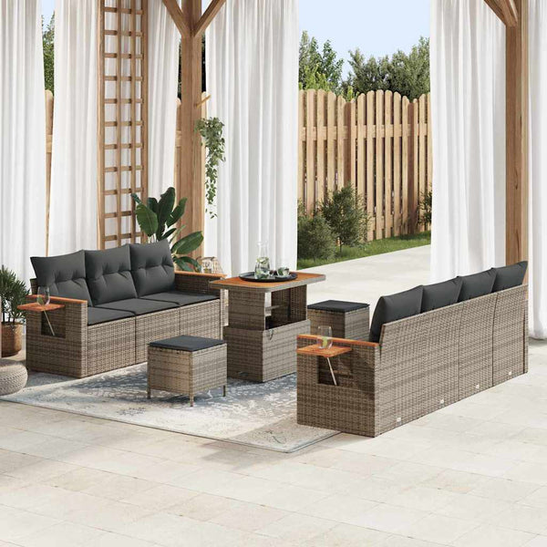 Tuin Sofa Set Met Kussen Met Opslag 10 Pcs Poly Riet