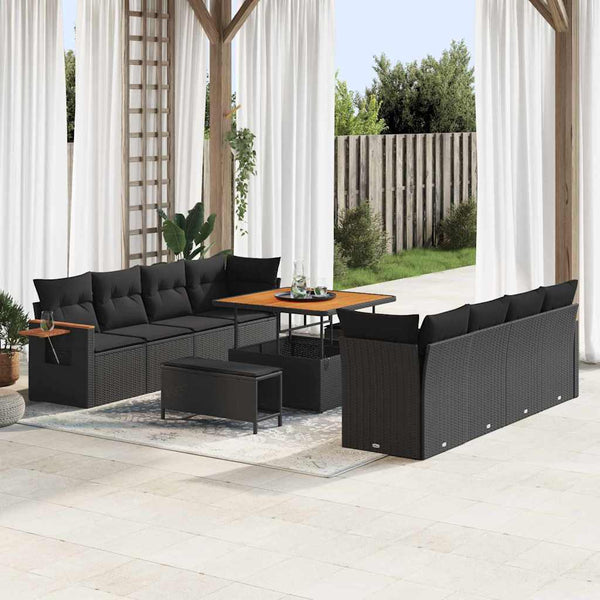 Tuin Sofa Set Met Kussen Met Opslag 11 Pcs Poly Riet