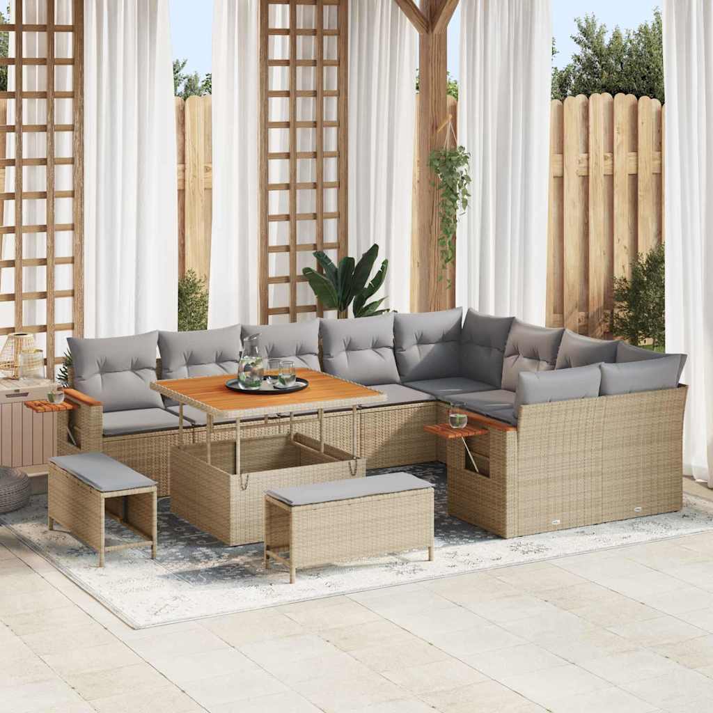 Tuin Sofa Set Met Kussen Met Opslag 12 Pcs Poly Riet
