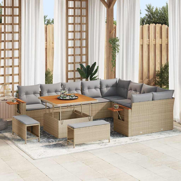 Tuin Sofa Set Met Kussen Met Opslag 12 Pcs Poly Riet
