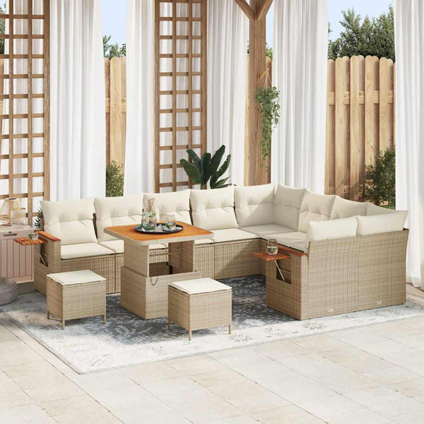 Tuin Sofa Set Met Kussen Met Opslag 12 Pcs Poly Riet